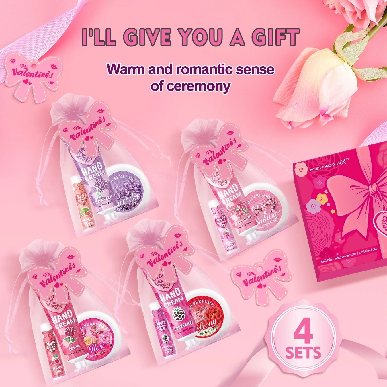 20 Piece Gift Set With Lip Balm Hand Cream Perfume And Gift Bags 2