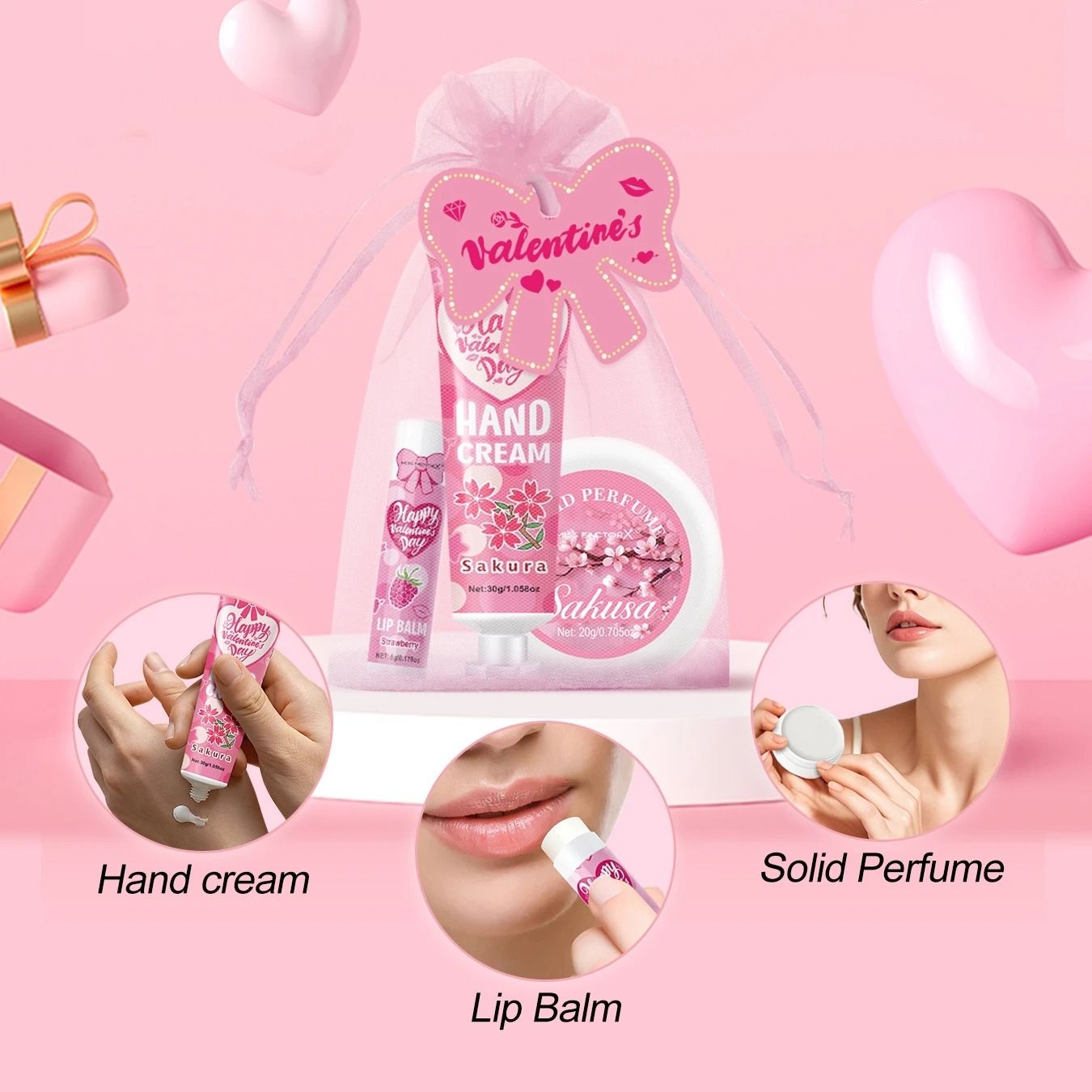 20 Piece Gift Set With Lip Balm Hand Cream Perfume And Gift Bags 5