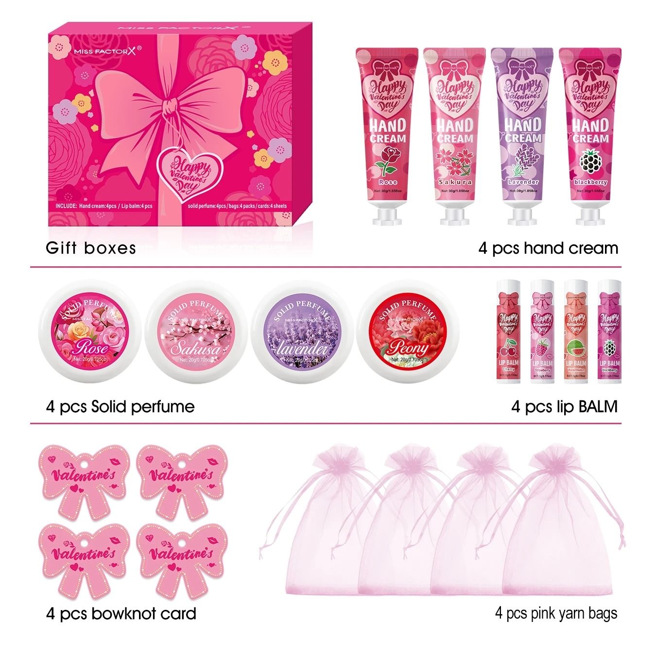 20 Piece Gift Set With Lip Balm Hand Cream Perfume And Gift Bags 6