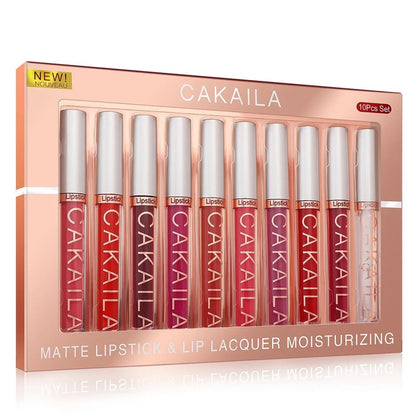 10 Piece Matte Velvet Nude Lip Gloss Set  Waterproof Non Stick Long Lasting Liquid Lipsticks 1