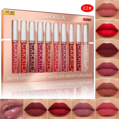 10 Piece Matte Velvet Nude Lip Gloss Set  Waterproof Non Stick Long Lasting Liquid Lipsticks 4