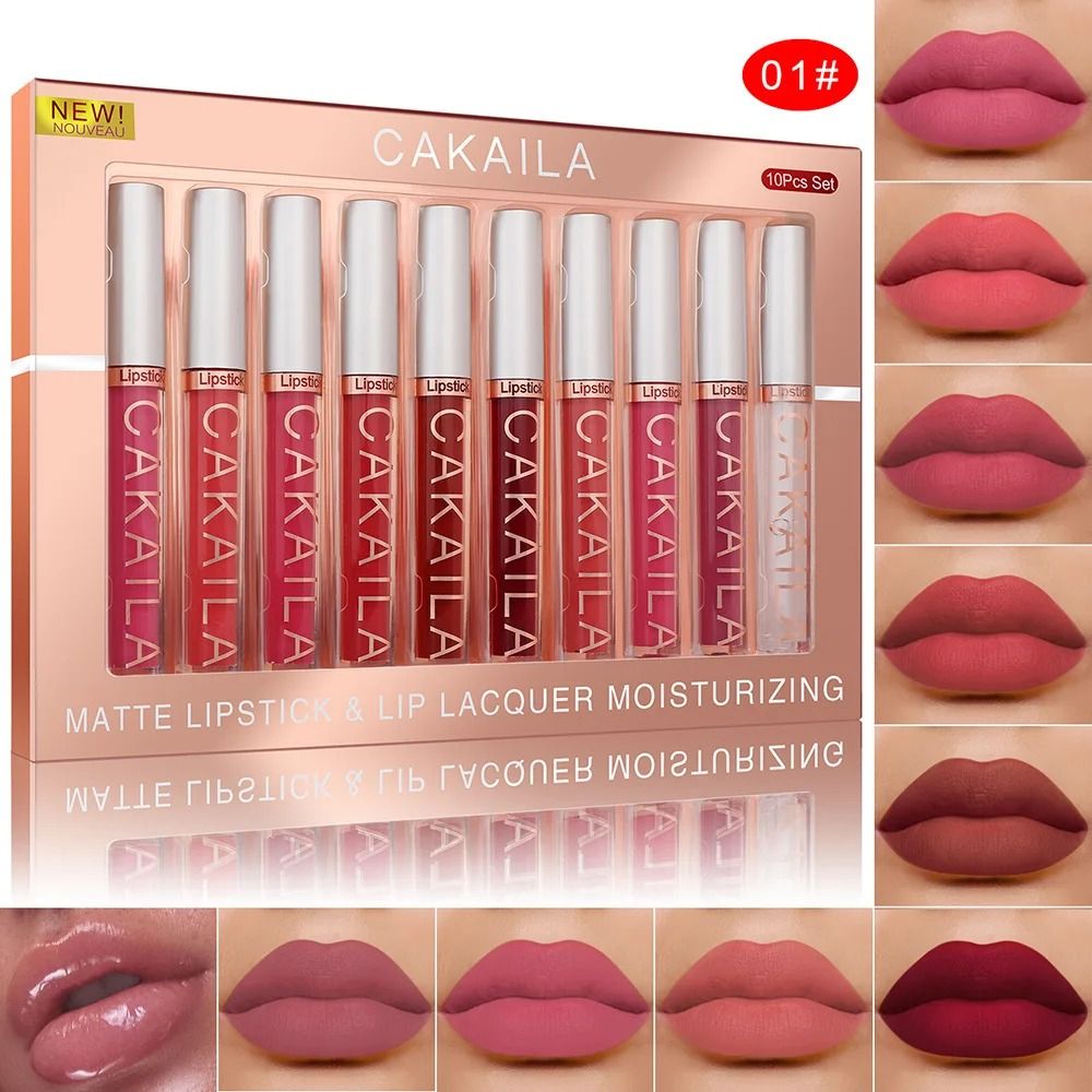 10 Piece Matte Velvet Nude Lip Gloss Set  Waterproof Non Stick Long Lasting Liquid Lipsticks 7