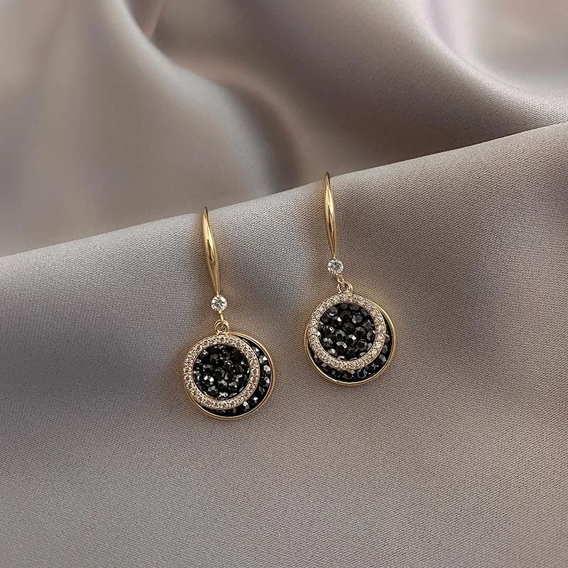 Black Zircon Square Stud Earrings  Shiny Geometric Statement Jewelry For Women 7