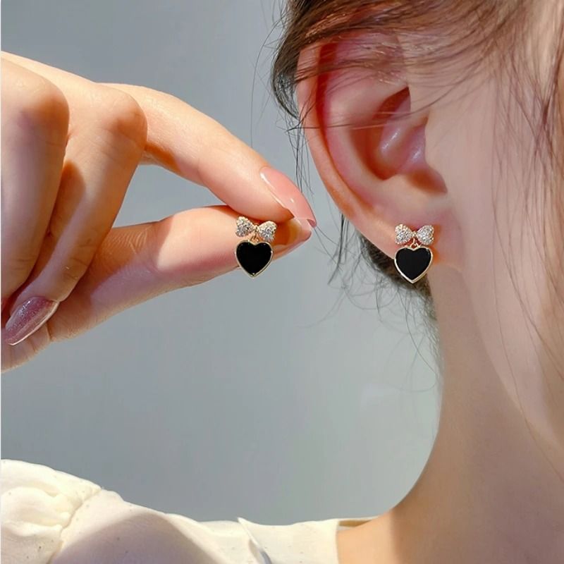 Black Zircon Square Stud Earrings  Shiny Geometric Statement Jewelry For Women 11