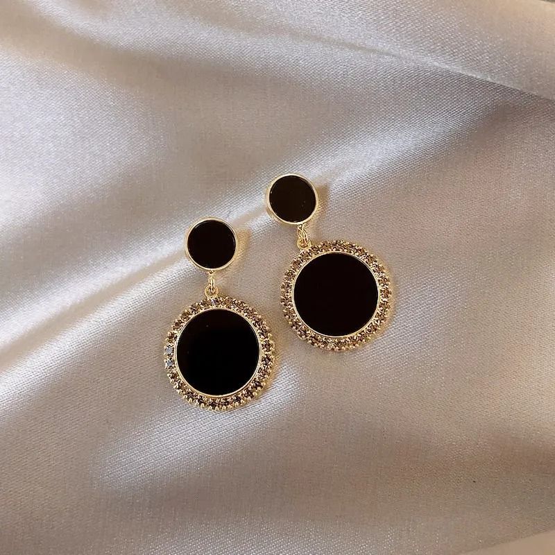 Black Zircon Square Stud Earrings  Shiny Geometric Statement Jewelry For Women 12