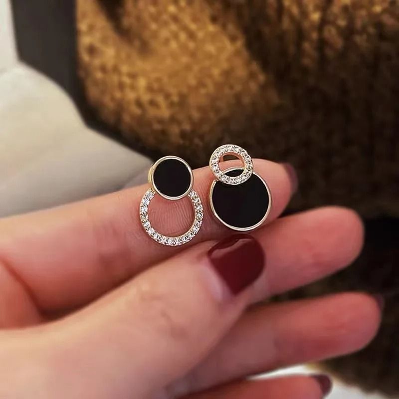 Black Zircon Square Stud Earrings  Shiny Geometric Statement Jewelry For Women 13