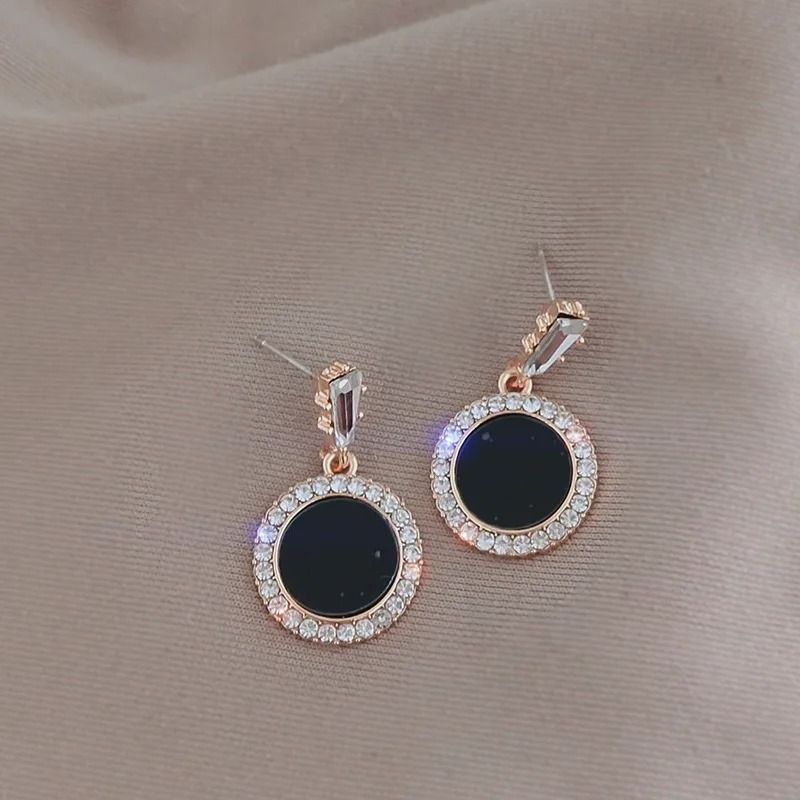 Black Zircon Square Stud Earrings  Shiny Geometric Statement Jewelry For Women 15
