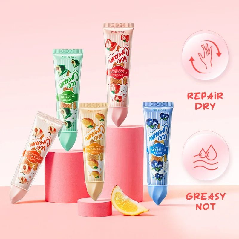 Fruit Ice Cream Hand Cream Set 5pcs Moisturizing Nourishing Hydrating Hand Care 1