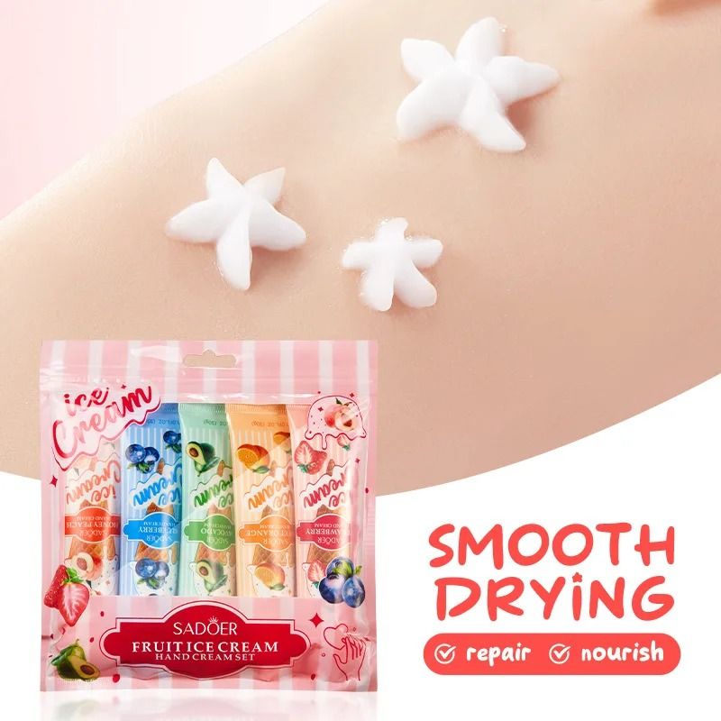 Fruit Ice Cream Hand Cream Set 5pcs Moisturizing Nourishing Hydrating Hand Care 2