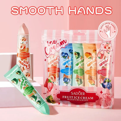 Fruit Ice Cream Hand Cream Set 5pcs Moisturizing Nourishing Hydrating Hand Care 4