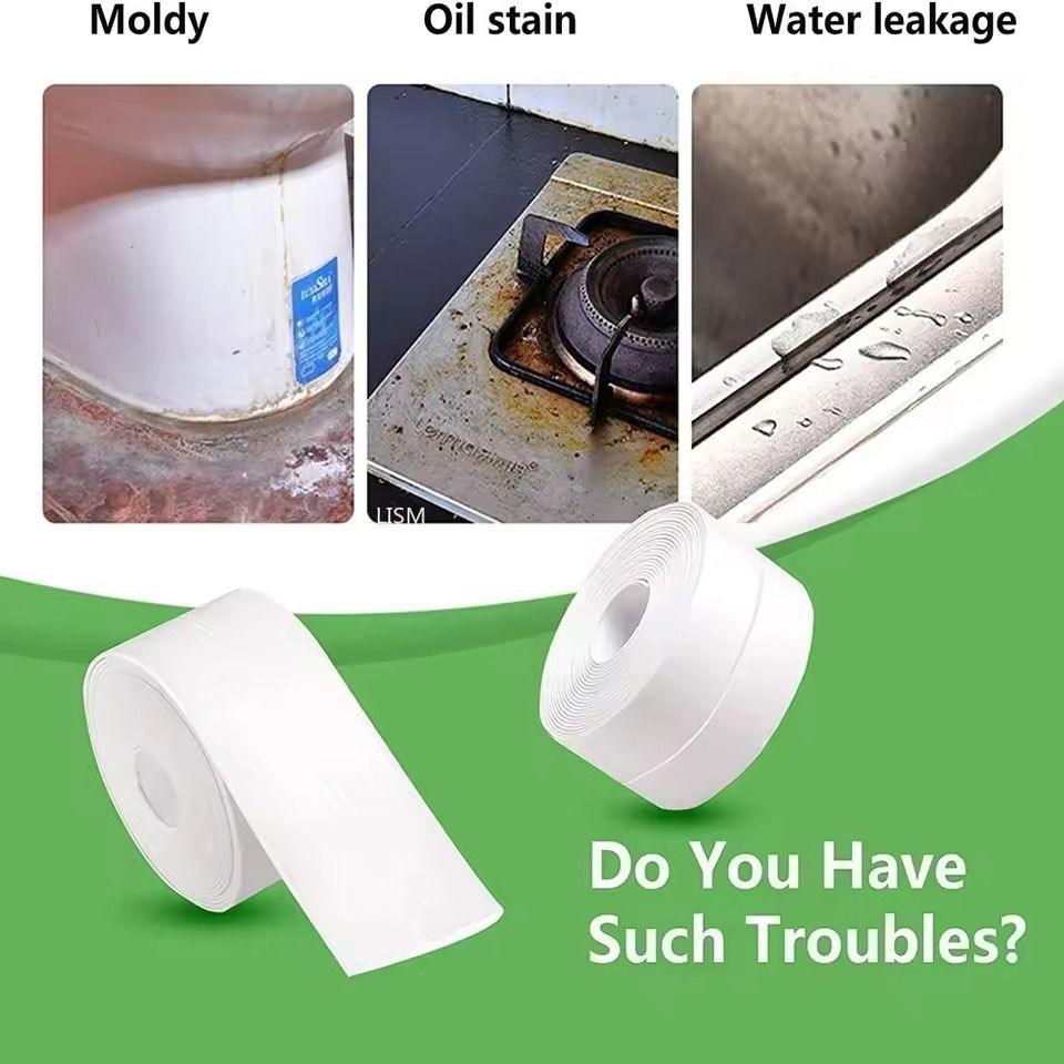 PVC SelfAdhesive Waterproof Sealing Tape  Caulk Strip For Bathroom  Kitchen Edges 3