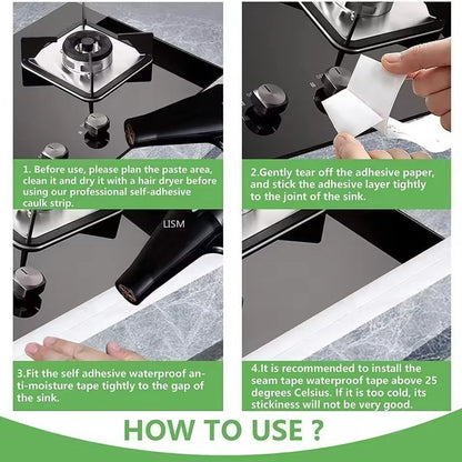 PVC SelfAdhesive Waterproof Sealing Tape  Caulk Strip For Bathroom  Kitchen Edges 4