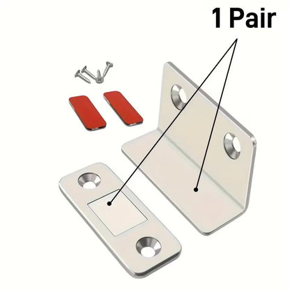 Magnetic Door Catch Latch (1 Pair) Invisible Drill-Free Adhesive Mount for Cabinets, Sliding Doors & Furniture