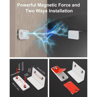 Magnetic Door Catch Latch 1 Pair Invisible DrillFree Adhesive Mount For Cabinets Sliding Doors  Fur 2