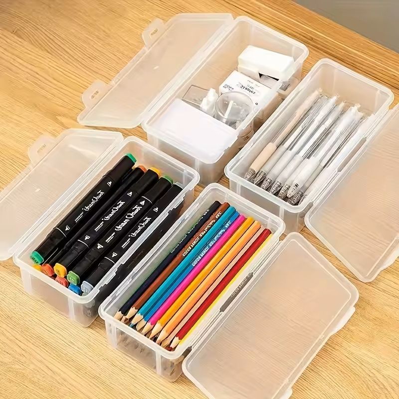 Clear Plastic Storage Box With Hinged Lid Multipurpose Organizer For Jewelry Office Supplies Home   2