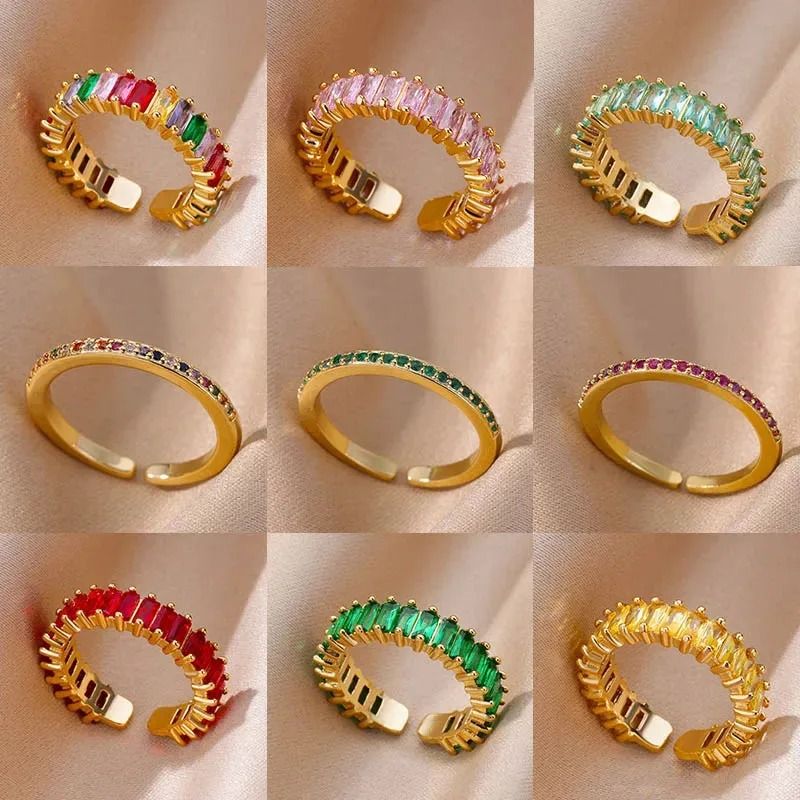 Mini Zircon Green Adjustable Ring for Women