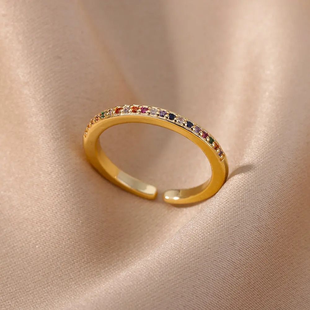 Mini Zircon Green Adjustable Ring For Women 2