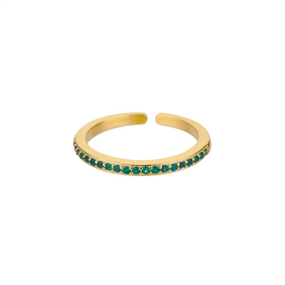 Mini Zircon Green Adjustable Ring For Women 9