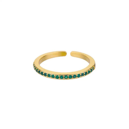 Mini Zircon Green Adjustable Ring For Women 9