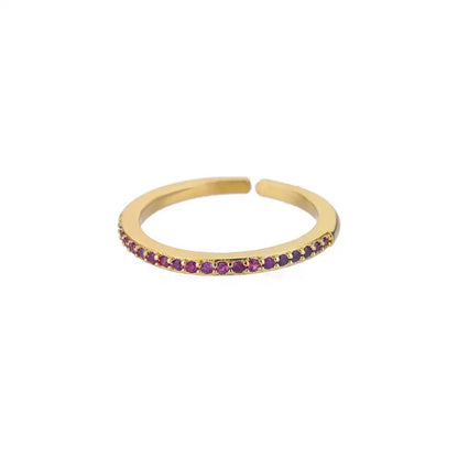 Mini Zircon Green Adjustable Ring For Women 11