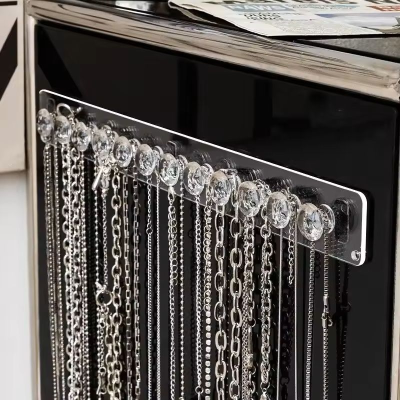 Acrylic WallMounted Necklace Hanger Jewelry Organizer For Necklaces Bracelets  Chains Clear Hanging 1
