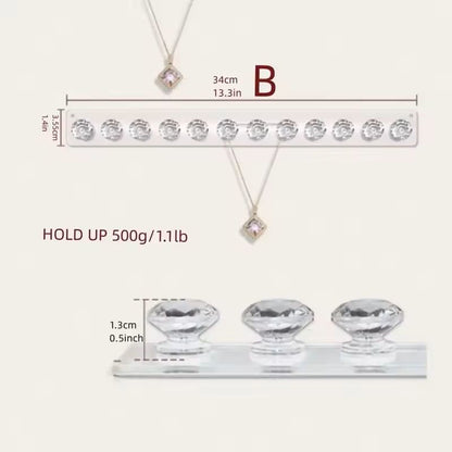 Acrylic WallMounted Necklace Hanger Jewelry Organizer For Necklaces Bracelets  Chains Clear Hanging 3