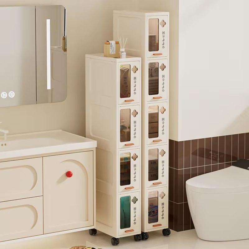 Slim Mobile Storage Cabinet Narrow Drawer Organizer Rolling Cart for Kitchen, Bathroom, and Living Room