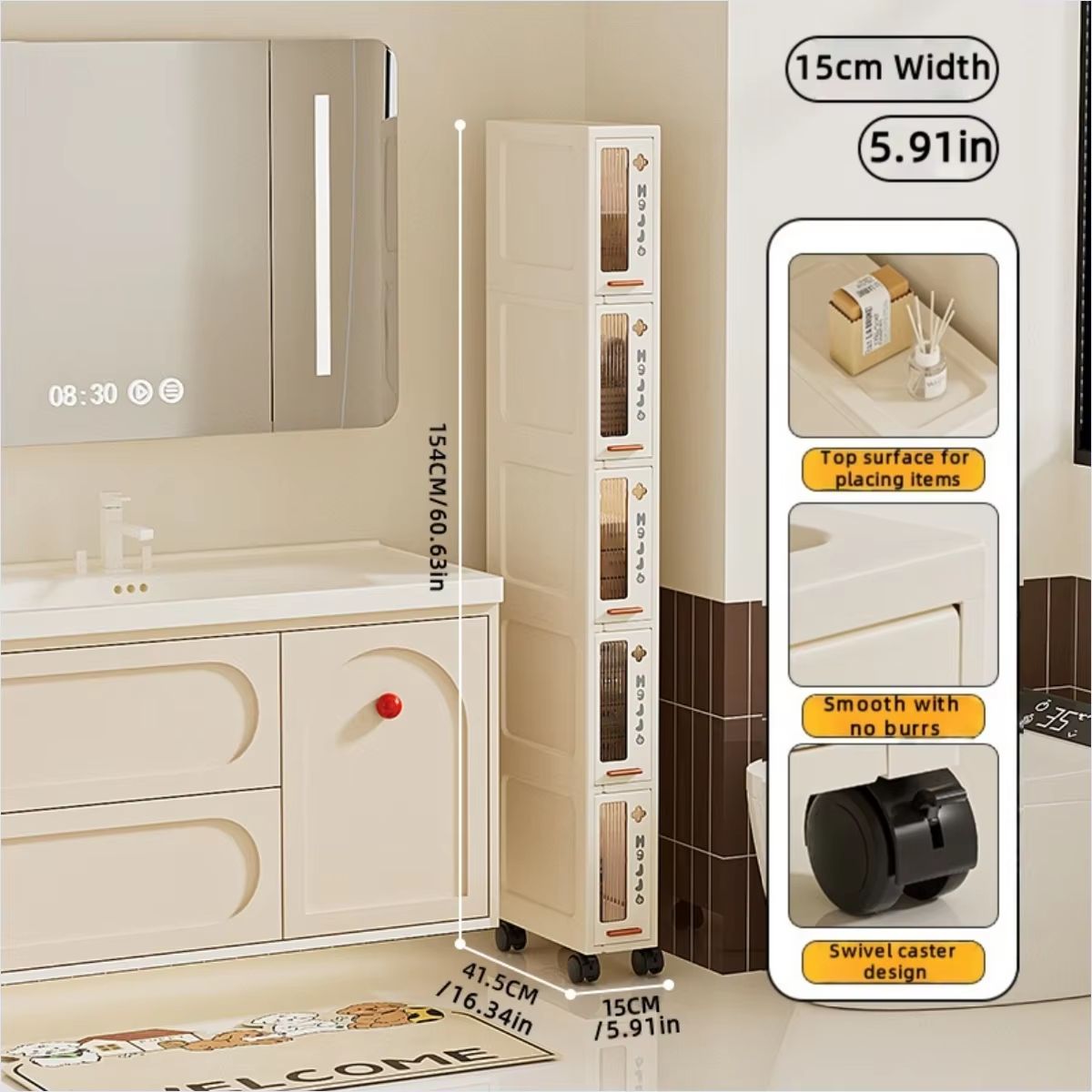 Slim Mobile Storage Cabinet Narrow Drawer Organizer Rolling Cart For Kitchen Bathroom And Living Ro 9