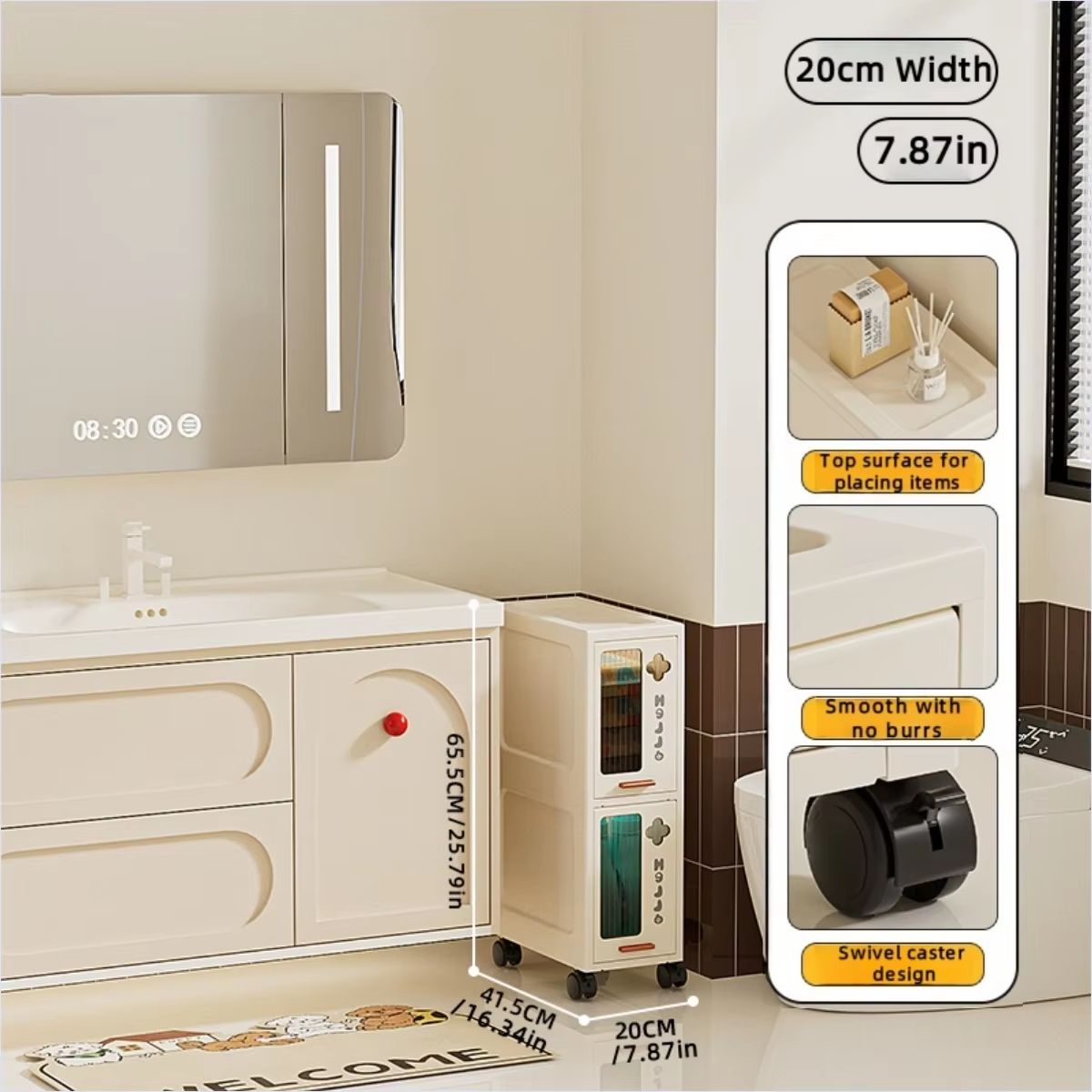 Slim Mobile Storage Cabinet Narrow Drawer Organizer Rolling Cart For Kitchen Bathroom And Living Ro 10