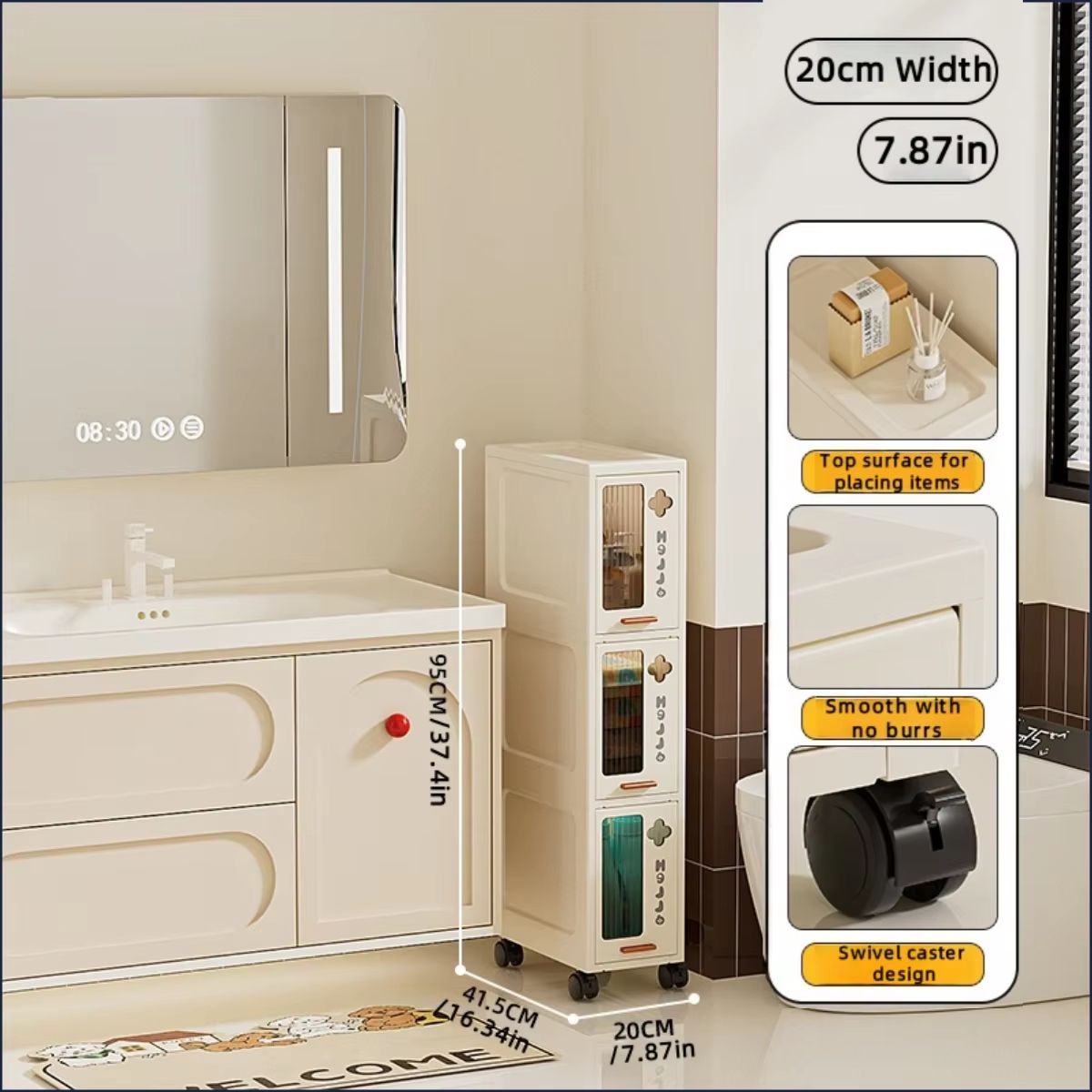Slim Mobile Storage Cabinet Narrow Drawer Organizer Rolling Cart For Kitchen Bathroom And Living Ro 11