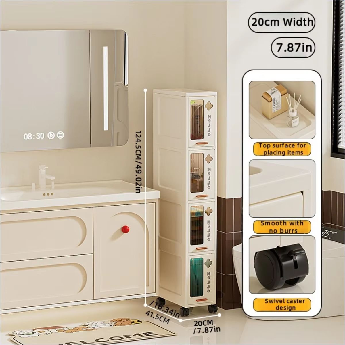 Slim Mobile Storage Cabinet Narrow Drawer Organizer Rolling Cart For Kitchen Bathroom And Living Ro 12
