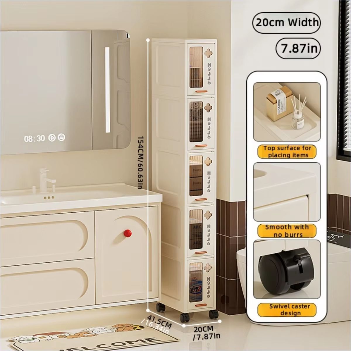 Slim Mobile Storage Cabinet Narrow Drawer Organizer Rolling Cart For Kitchen Bathroom And Living Ro 13