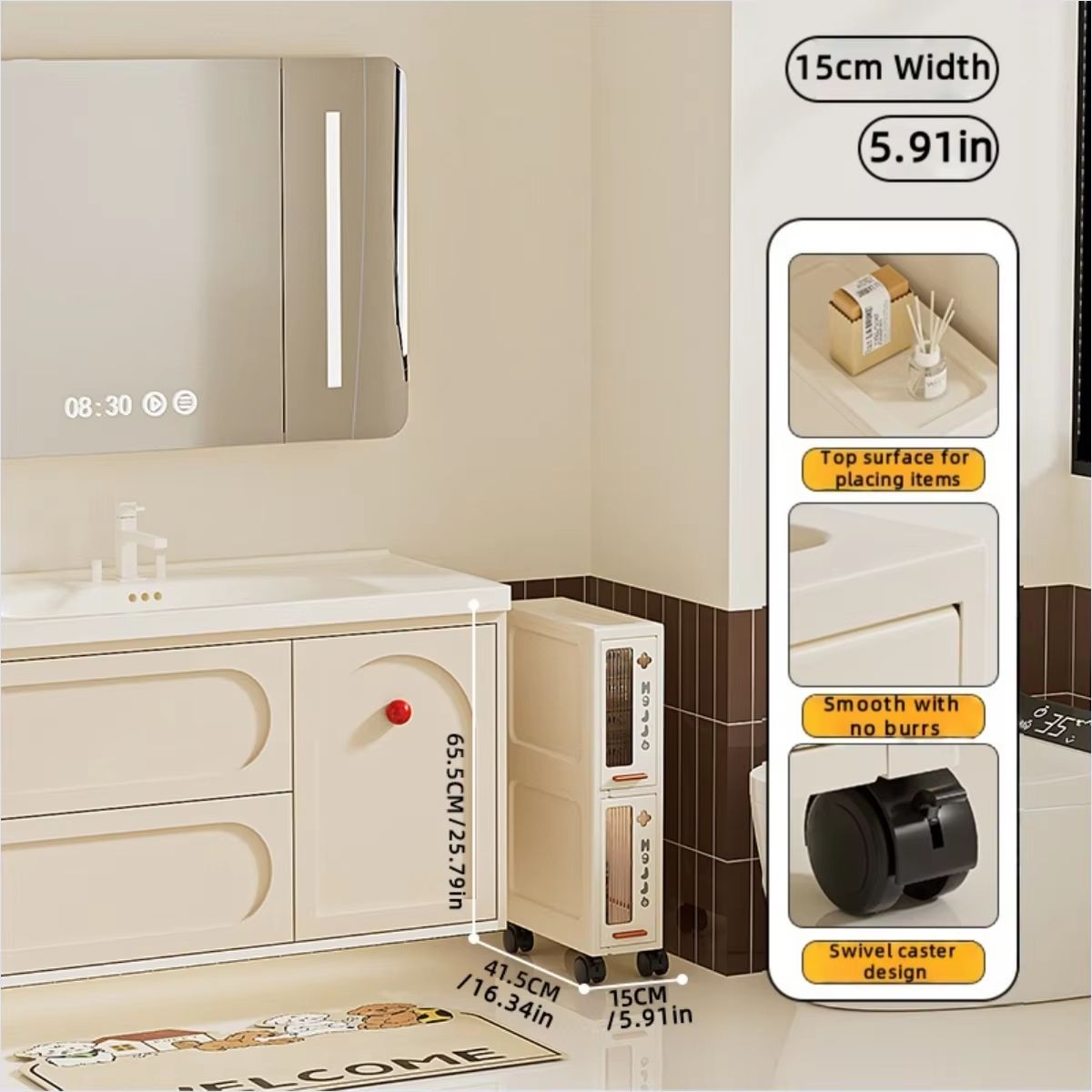 Slim Mobile Storage Cabinet Narrow Drawer Organizer Rolling Cart For Kitchen Bathroom And Living Ro 6