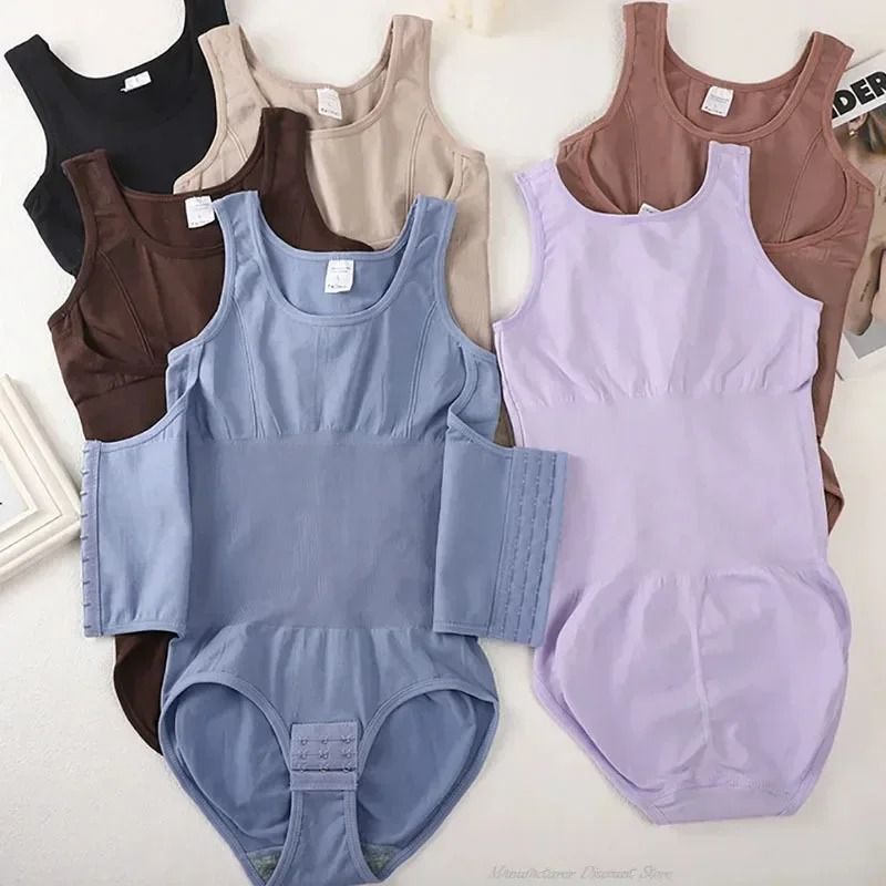 Women Tummy Control Bodysuit Shapewear with Zipper Belt