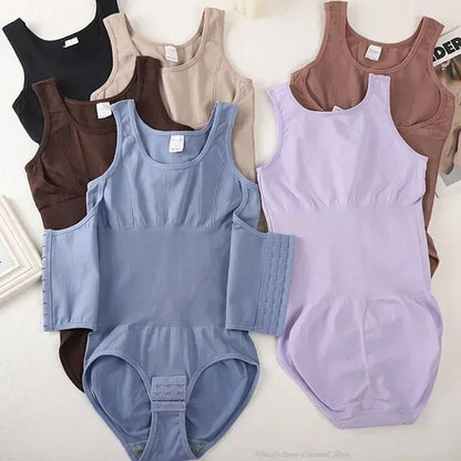 Women Tummy Control Bodysuit Shapewear with Zipper Belt