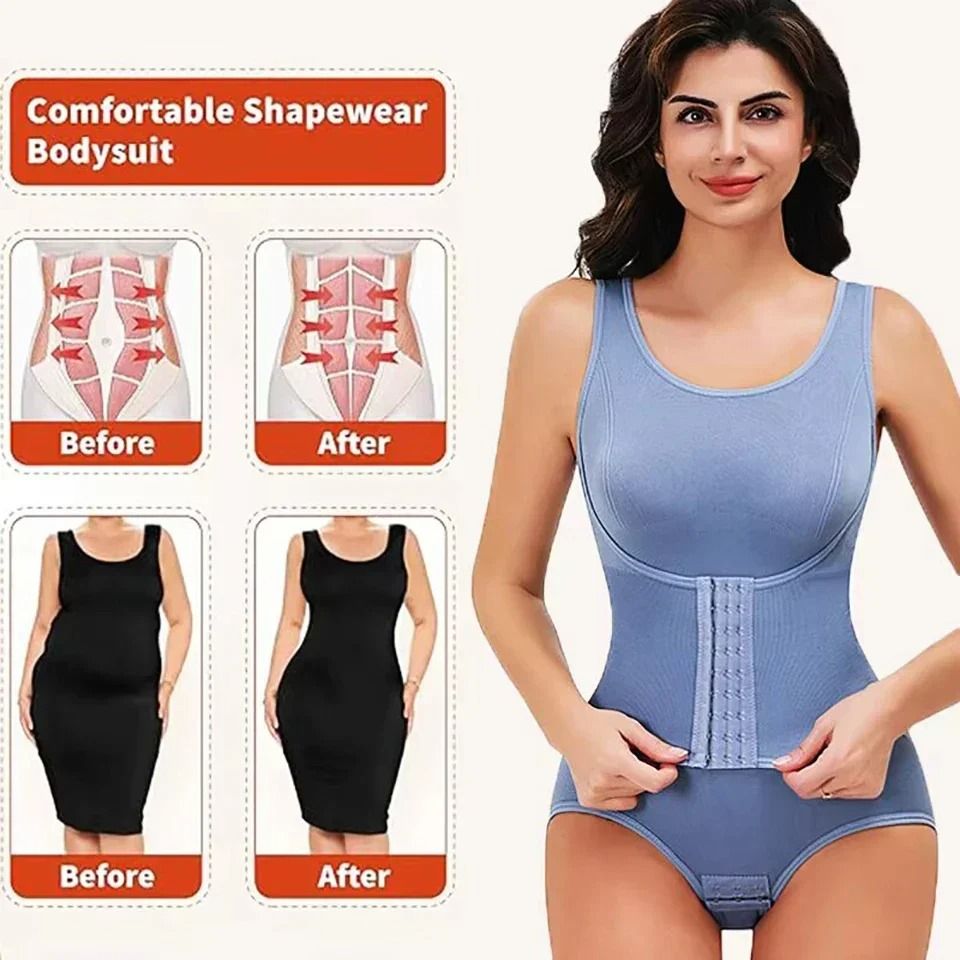 Women Tummy Control Bodysuit Shapewear With Zipper Belt 4