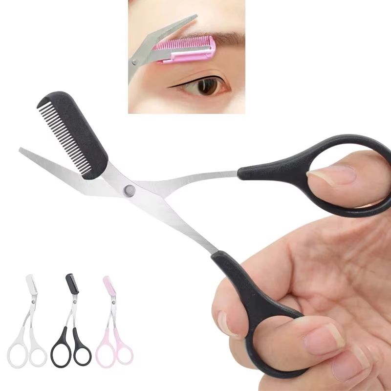 PrecisionTrim Stainless Steel Eyebrow Scissors with Comb