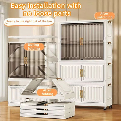 Transparent Foldable Mobile Wardrobe Closet 31.50in Large Capacity Organizer