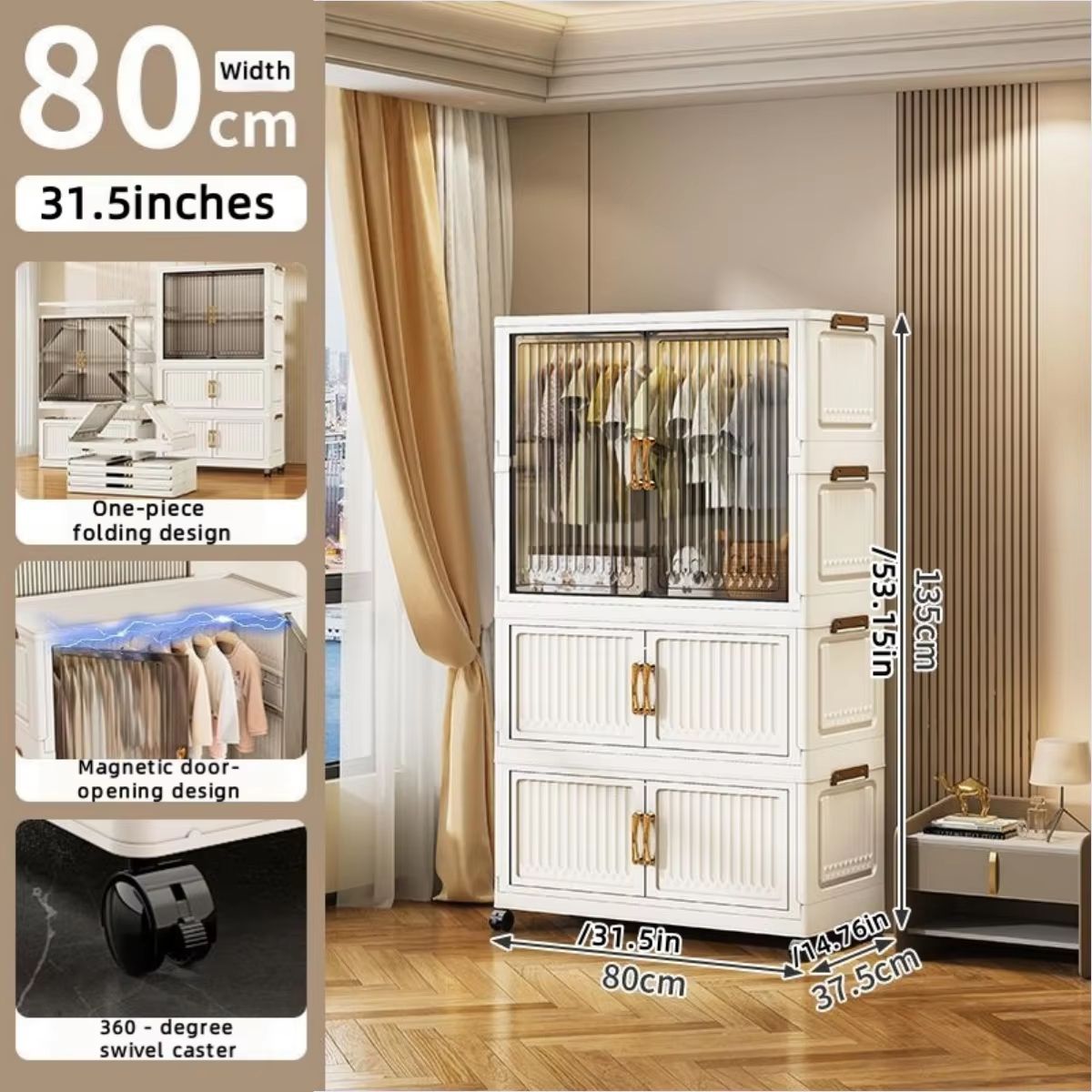 Transparent Foldable Mobile Wardrobe Closet 3150in Large Capacity Organizer 9