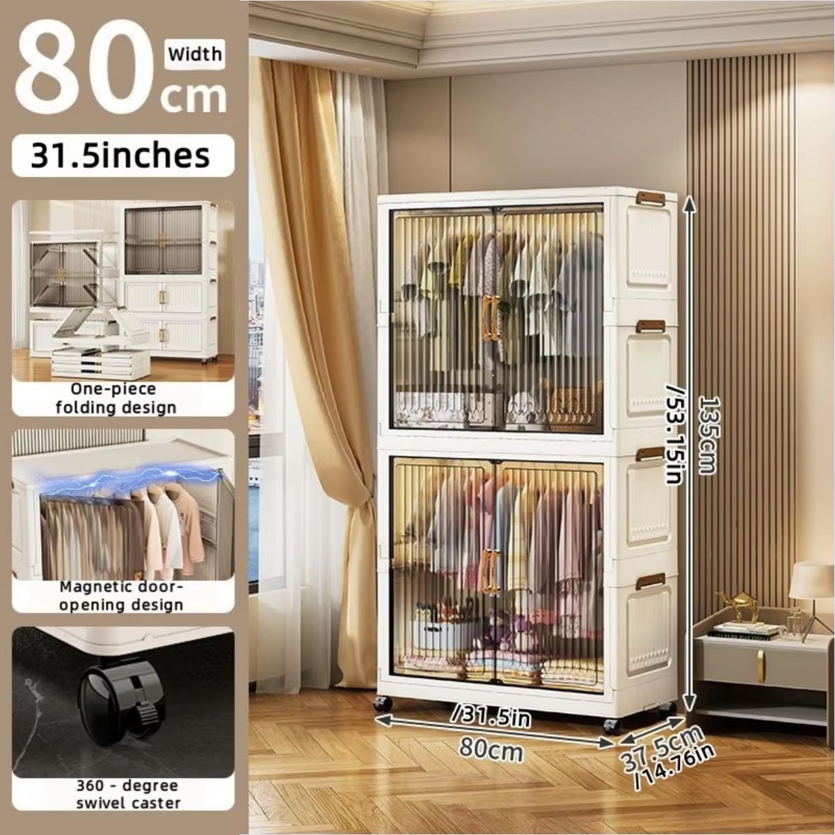 Transparent Foldable Mobile Wardrobe Closet 3150in Large Capacity Organizer 10
