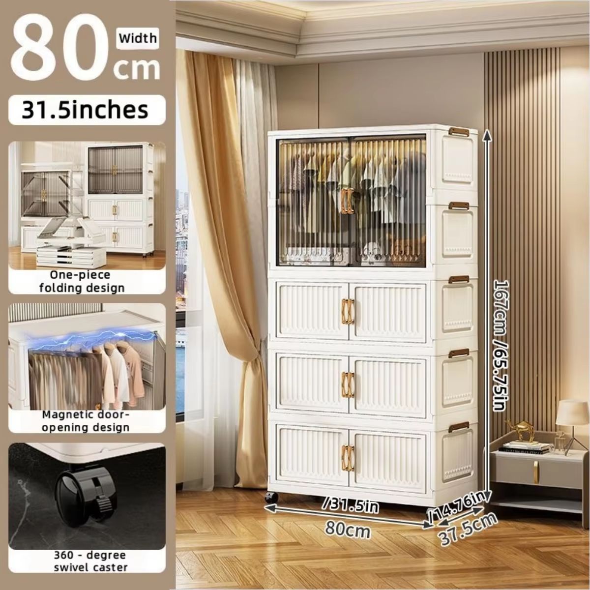 Transparent Foldable Mobile Wardrobe Closet 3150in Large Capacity Organizer 12