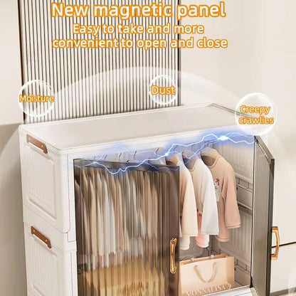 Transparent Foldable Mobile Wardrobe Closet 3150in Large Capacity Organizer 4