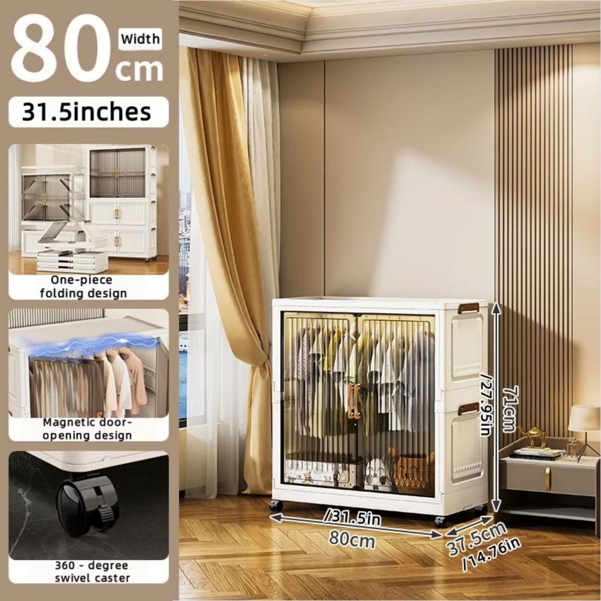 Transparent Foldable Mobile Wardrobe Closet 3150in Large Capacity Organizer 6