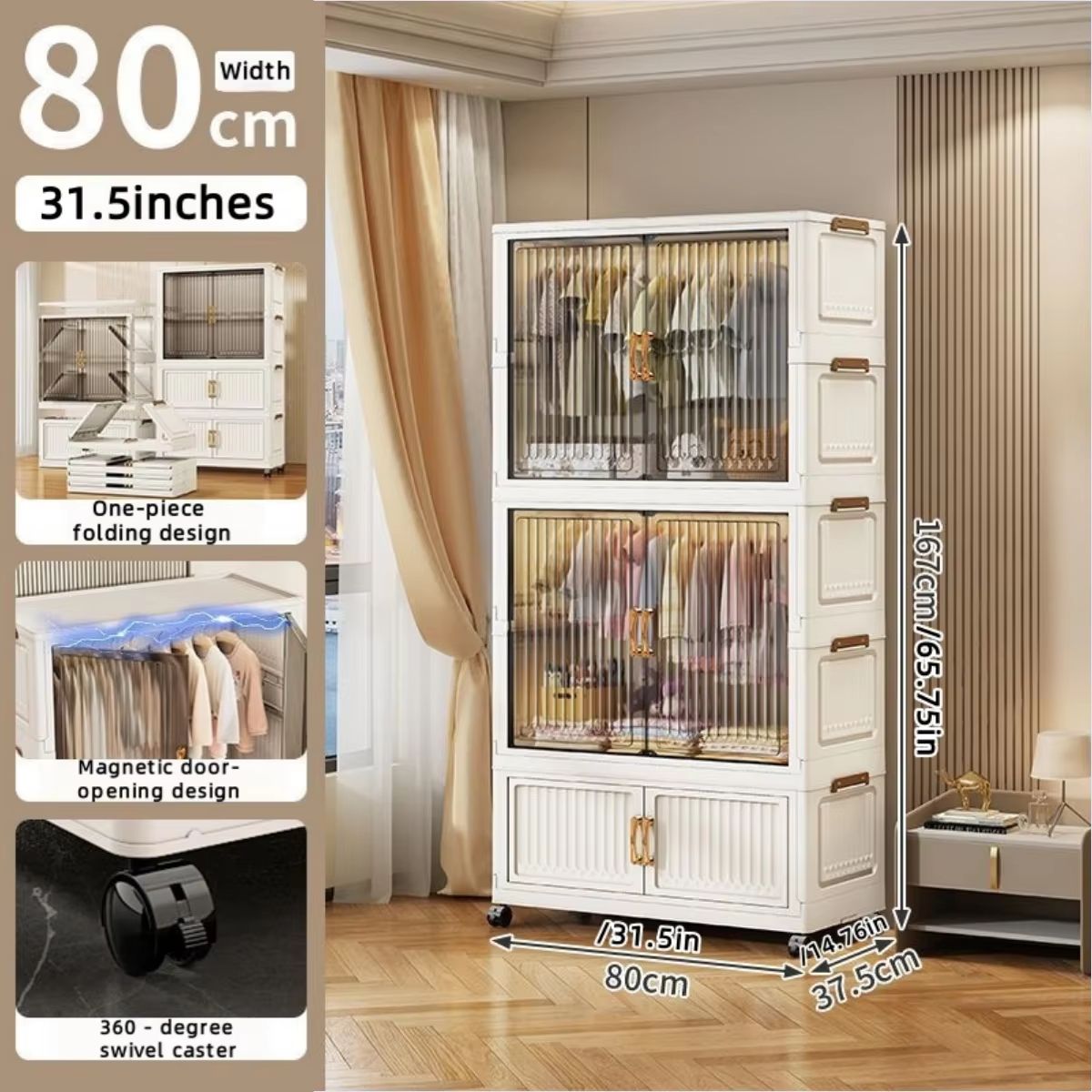 Transparent Foldable Mobile Wardrobe Closet 3150in Large Capacity Organizer 8