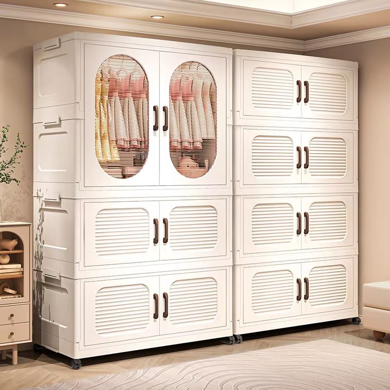 Double Door Foldable Wardrobe With Wheels 2362in Magnetic Closet Organizer 1