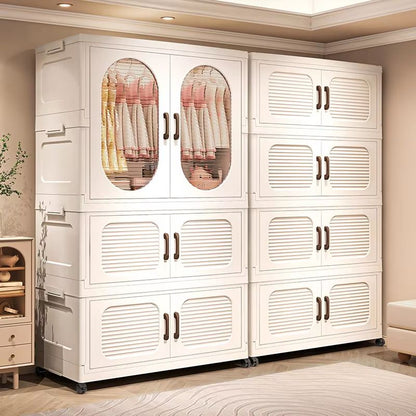 Double Door Foldable Wardrobe With Wheels 2362in Magnetic Closet Organizer 1