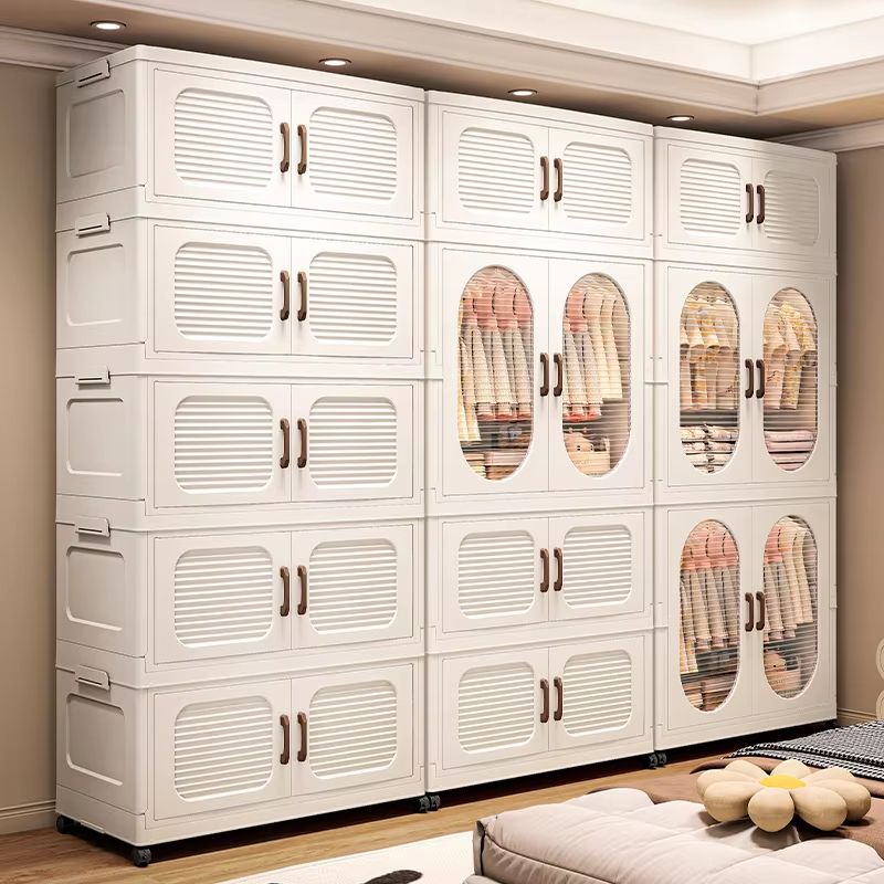Double Door Foldable Wardrobe With Wheels 2362in Magnetic Closet Organizer 2