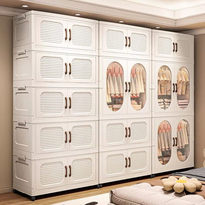 Double Door Foldable Wardrobe With Wheels 2362in Magnetic Closet Organizer 2