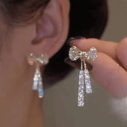 Gold Bow Rhinestone Earrings 4