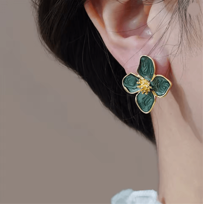 Hibiscus Glaze Flower Earrings 2